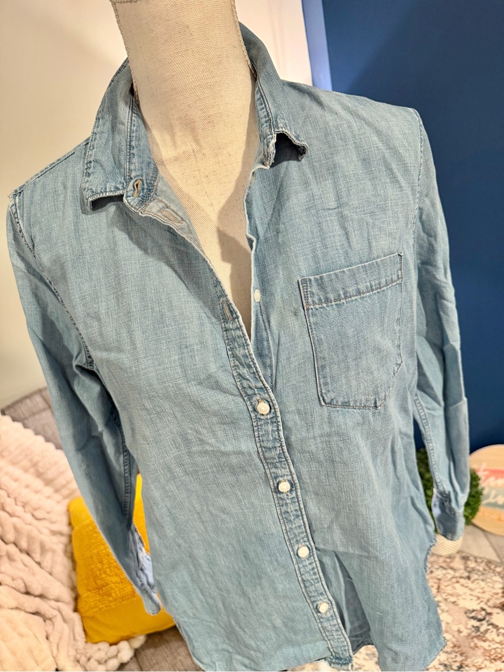 Gap Denim Perfect Shirt Chambray Petite Large